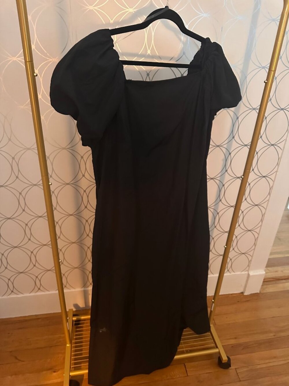 A New Day Black Puff-Sleeve Dress — 1X